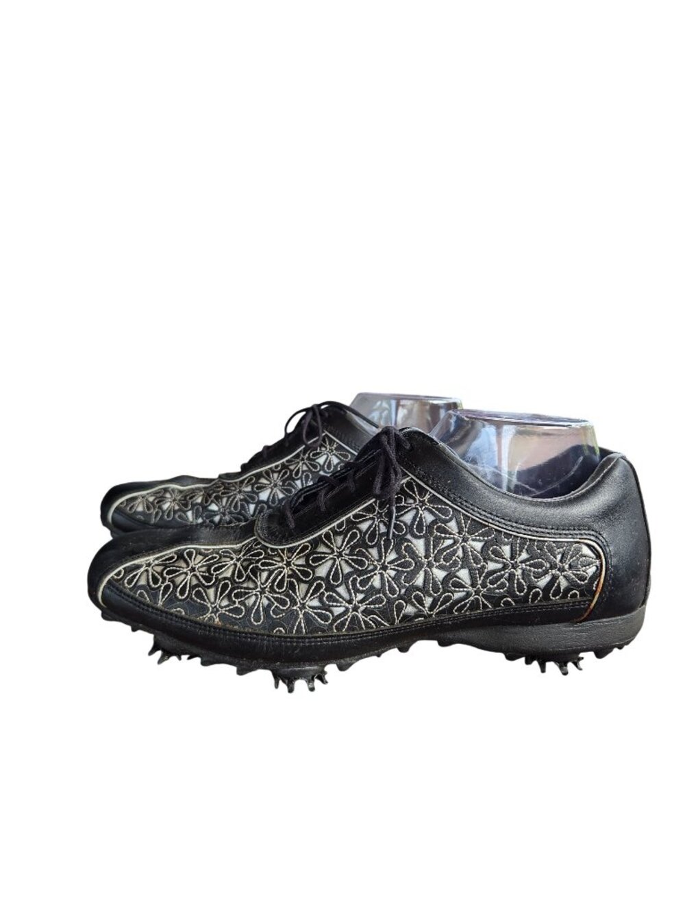 Women's Footjoy LoPro Collection 97071 Golf Black Floral Laser Cut Oxford Shoes